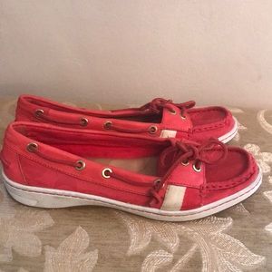 Coach monogram RED jacquard Loafers SZ 8